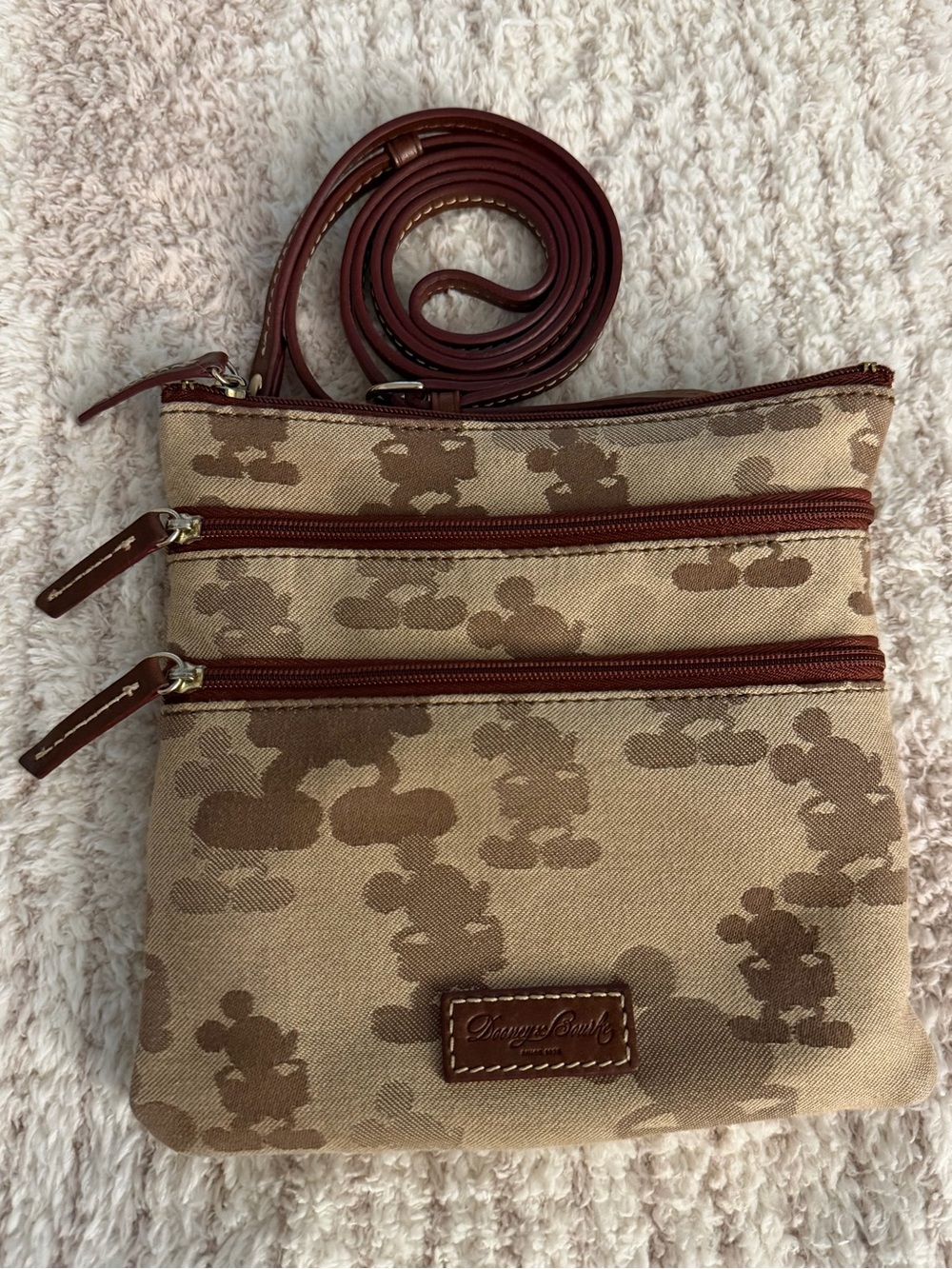 Disney Dooney & Bourke Tonal Mickey Triple Zip Crossbody Bag Retired